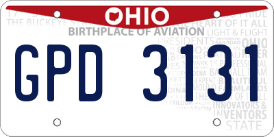 OH license plate GPD3131