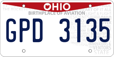 OH license plate GPD3135