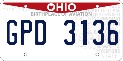 OH license plate GPD3136