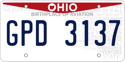 OH license plate GPD3137