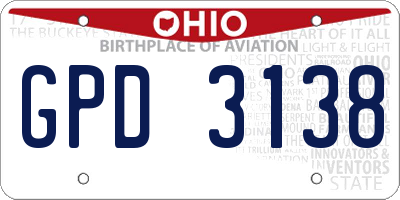 OH license plate GPD3138