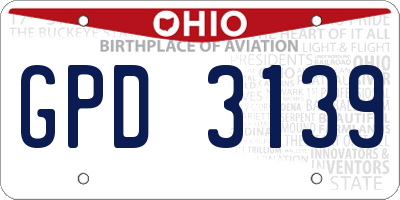 OH license plate GPD3139