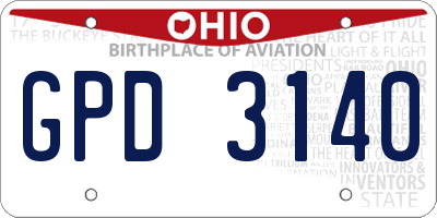 OH license plate GPD3140
