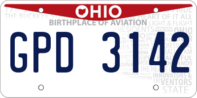 OH license plate GPD3142