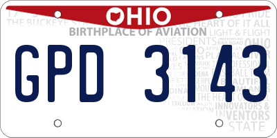 OH license plate GPD3143