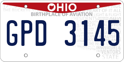 OH license plate GPD3145