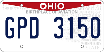 OH license plate GPD3150
