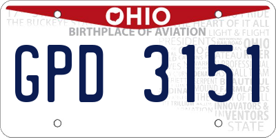 OH license plate GPD3151