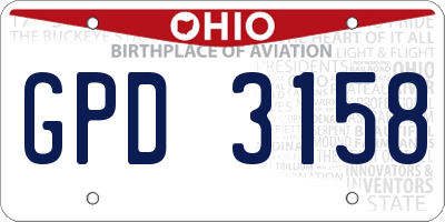 OH license plate GPD3158