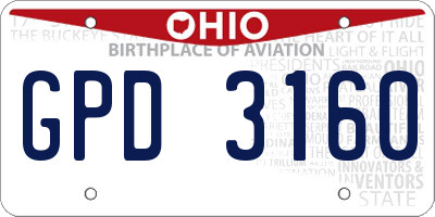 OH license plate GPD3160