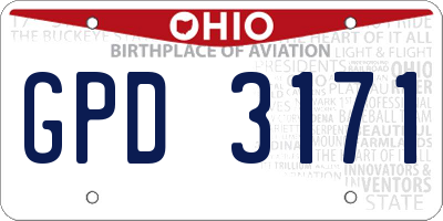 OH license plate GPD3171
