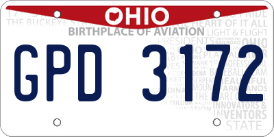 OH license plate GPD3172