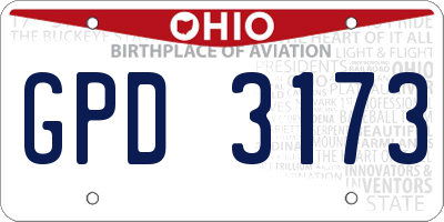 OH license plate GPD3173