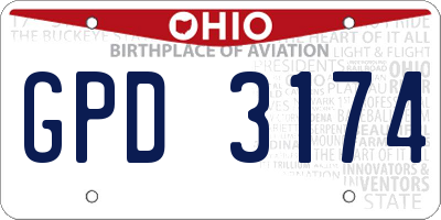 OH license plate GPD3174