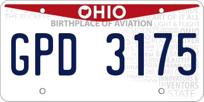OH license plate GPD3175