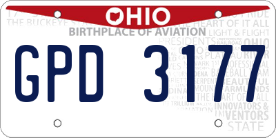 OH license plate GPD3177