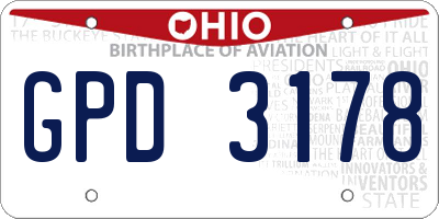 OH license plate GPD3178
