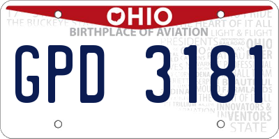 OH license plate GPD3181