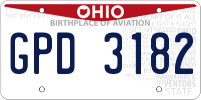 OH license plate GPD3182