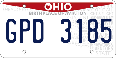 OH license plate GPD3185
