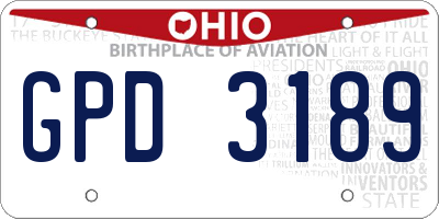 OH license plate GPD3189