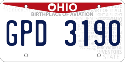 OH license plate GPD3190