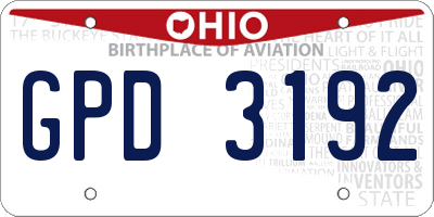 OH license plate GPD3192