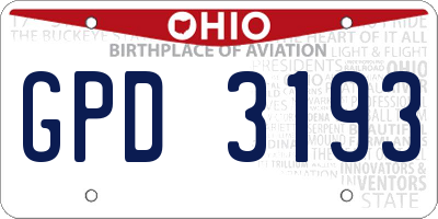 OH license plate GPD3193