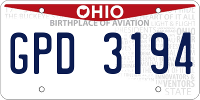 OH license plate GPD3194