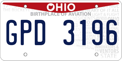 OH license plate GPD3196