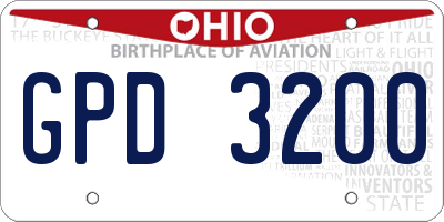 OH license plate GPD3200