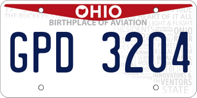 OH license plate GPD3204