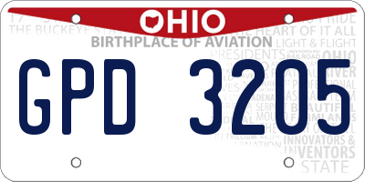 OH license plate GPD3205