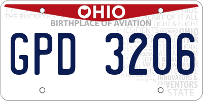 OH license plate GPD3206