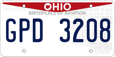 OH license plate GPD3208