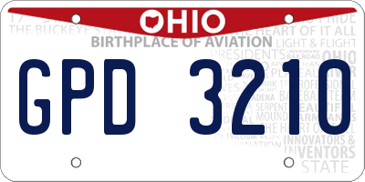 OH license plate GPD3210