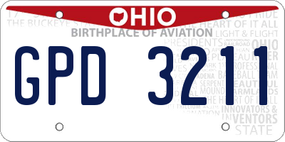 OH license plate GPD3211