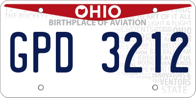 OH license plate GPD3212