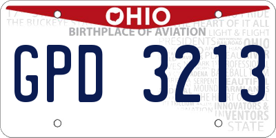 OH license plate GPD3213