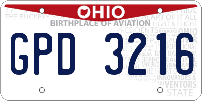 OH license plate GPD3216