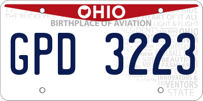 OH license plate GPD3223