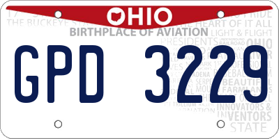 OH license plate GPD3229