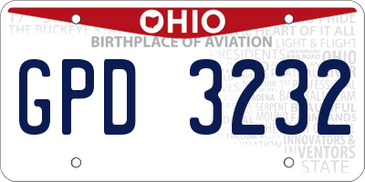 OH license plate GPD3232