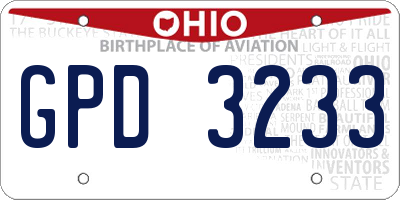 OH license plate GPD3233