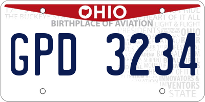 OH license plate GPD3234