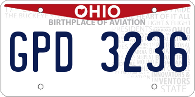 OH license plate GPD3236