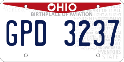 OH license plate GPD3237