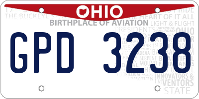OH license plate GPD3238