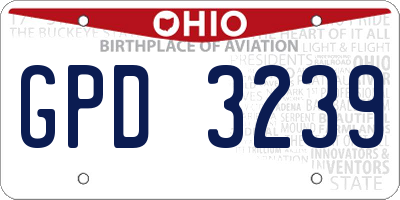 OH license plate GPD3239