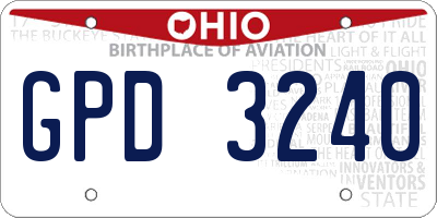 OH license plate GPD3240